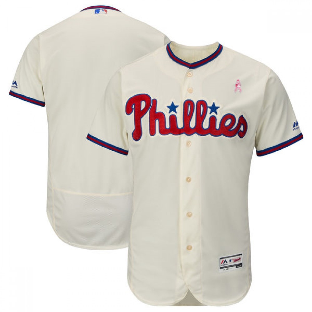 Men's Philadelphia Phillies Cream 2018 Mother's Day Flexbase Stitched MLB Jersey 1