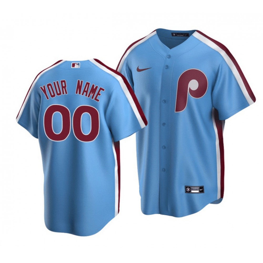 Men's Philadelphia Phillies Customized Light Blue Cool Base Stitched Baseball Jersey 1