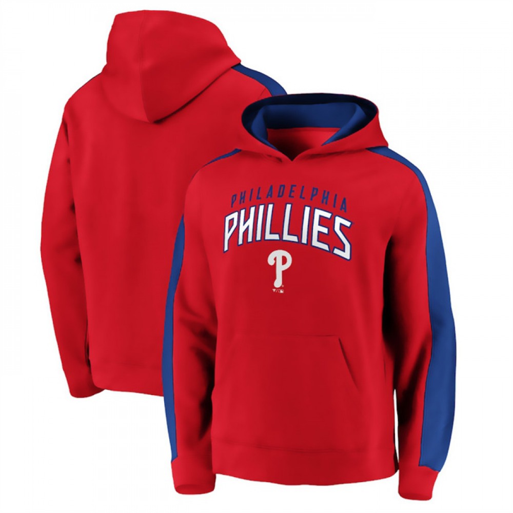 Men's Philadelphia Phillies Red Game Time Arch Pullover Hoodie Pullover Hoodie 1