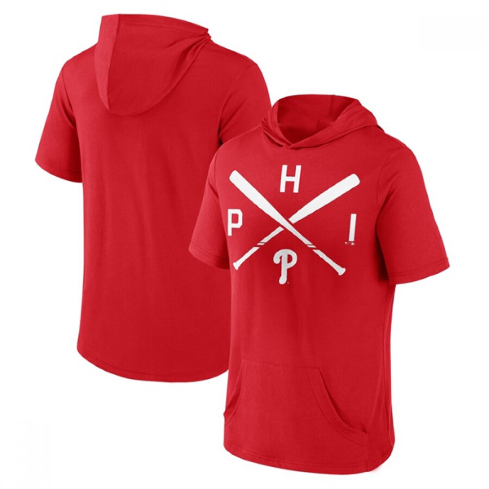 Men's Philadelphia Phillies Red Short Sleeve Pullover Hoodie 1