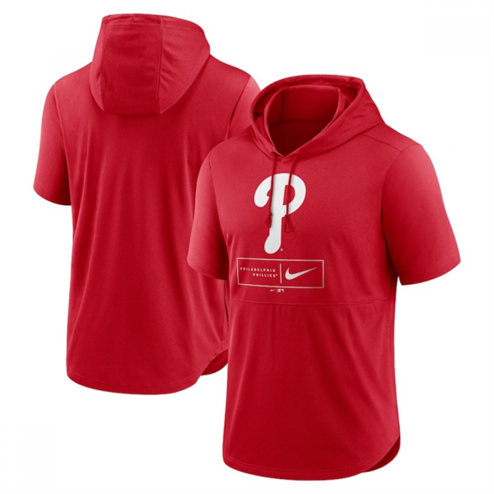Men's Philadelphia Phillies Red Short Sleeve Pullover Hoodie 1