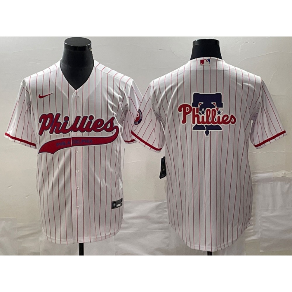 Men's Philadelphia Phillies White Team Big Logo Cool Base Stitched Baseball Jersey 1