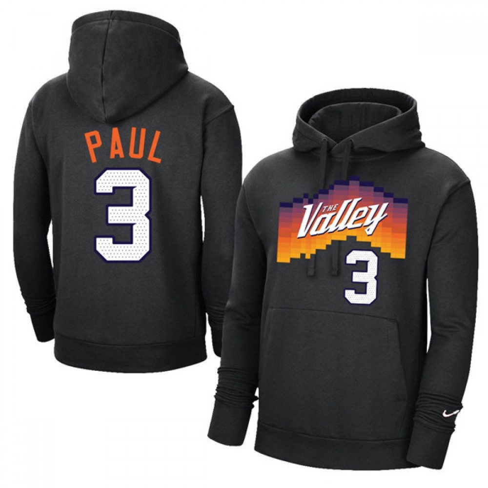 Men's Phoenix Suns #3 Chris Paul 2021 Black Pullover Hoodie 1