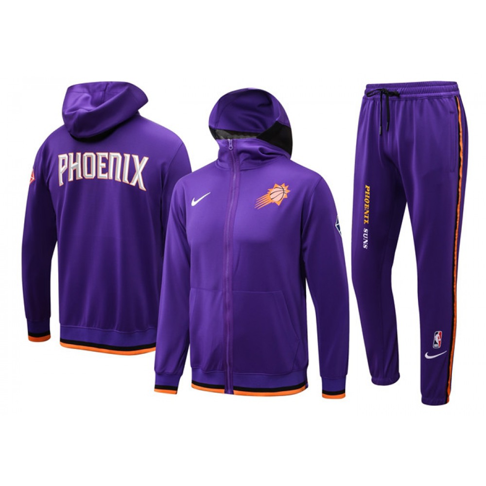Men's Phoenix Suns 75th Anniversary Purple Performance Showtime Full-Zip Hoodie Jacket And Pants Suit 1