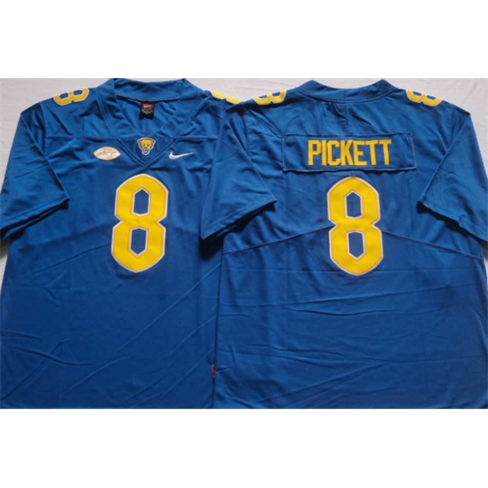 Men's Pittsburgh Panthers #8 PICKETT Blue Stitched Football Jersey 1