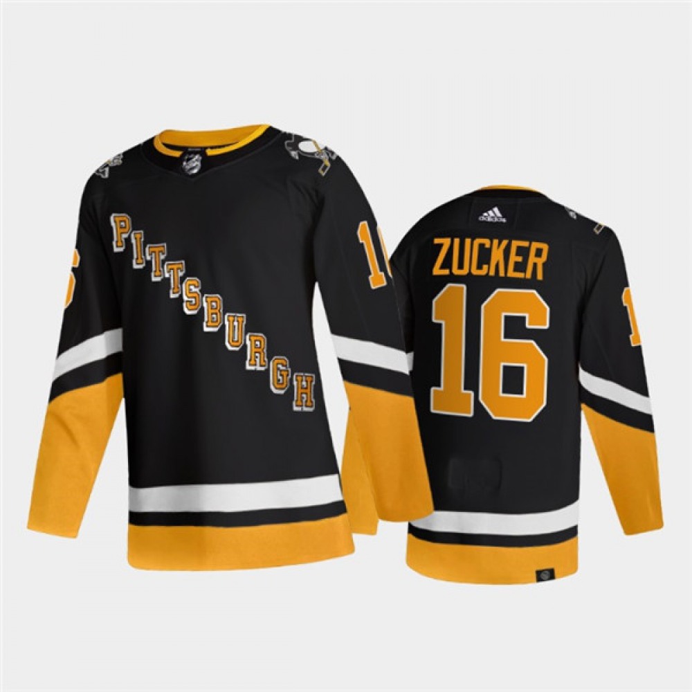 Men's Pittsburgh Penguins #16 Jason Zucker 2021/2022 Black Stitched Jersey 1