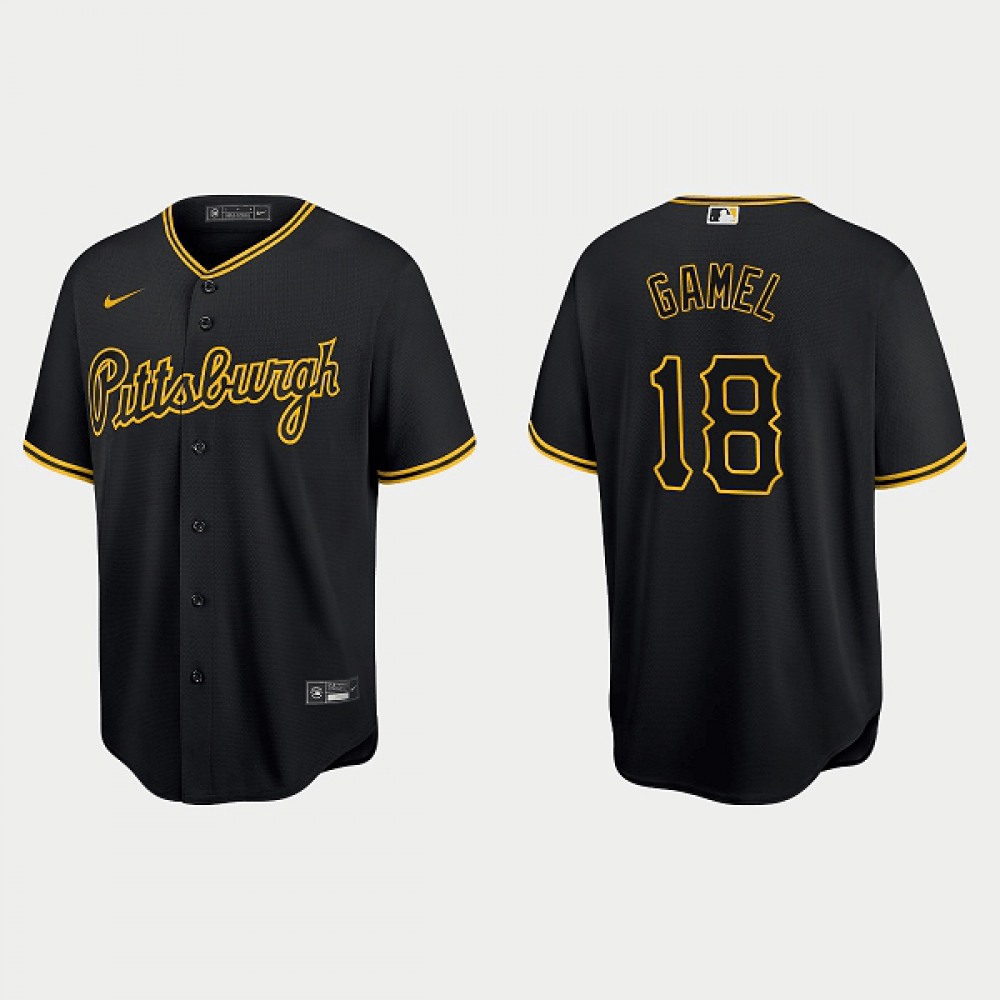 Men's Pittsburgh Pirates #18 Ben Gamel Black Cool Base Stitched Jersey 1