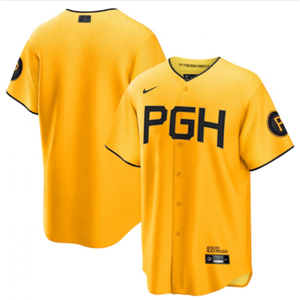 Men's Pittsburgh Pirates Blank Gold 2023 City Connect Stitched Jersey 1