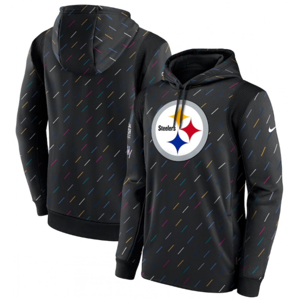 Men's Pittsburgh Steelers 2021 Charcoal Crucial Catch Therma Pullover Hoodie 1