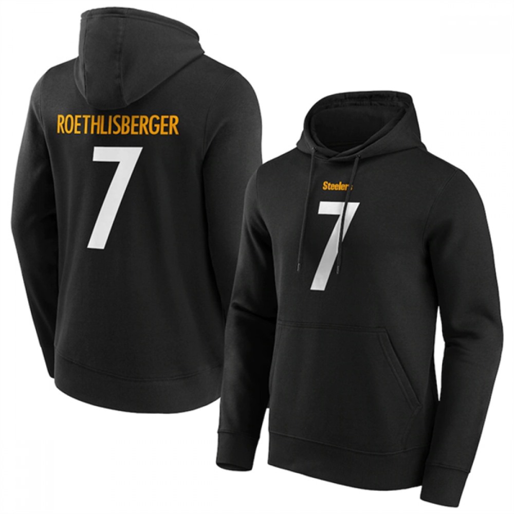 Men's Pittsburgh Steelers #7 Ben Roethlisberger Black Hoodie 1