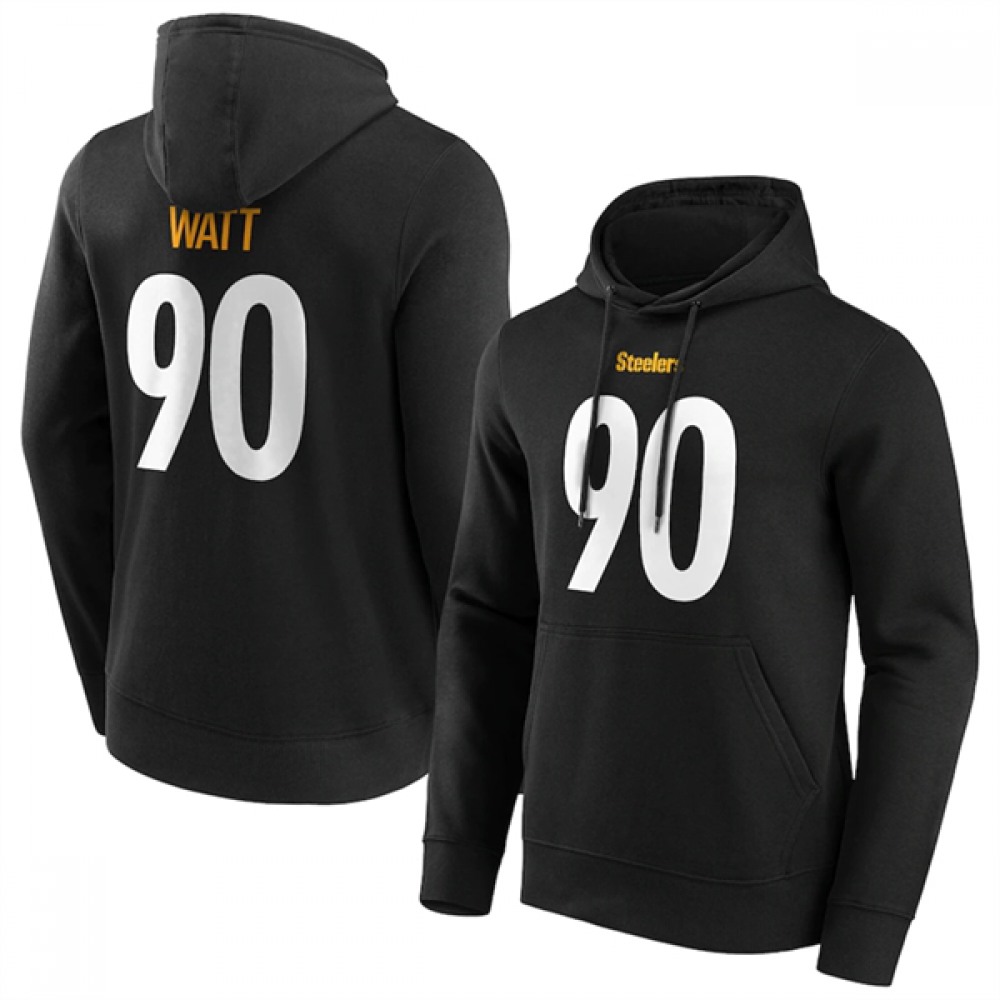 Men's Pittsburgh Steelers #90 T.J. Watt Black Hoodie 1