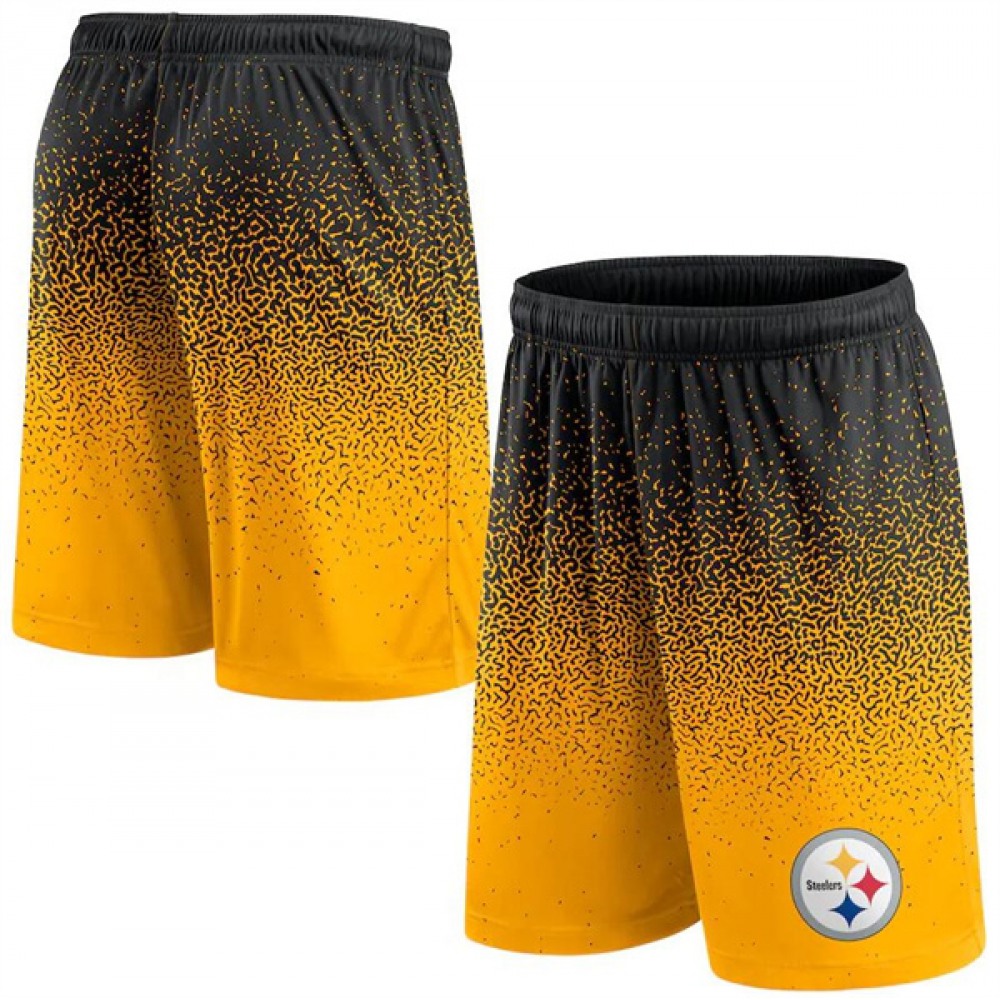 Men's Pittsburgh Steelers Black/Gold Ombre Shorts 1