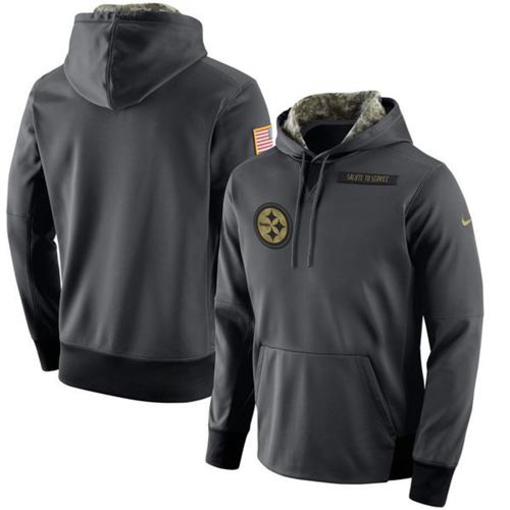 Men's Pittsburgh Steelers Anthracite Salute to Service Player Performance Hoodie 1