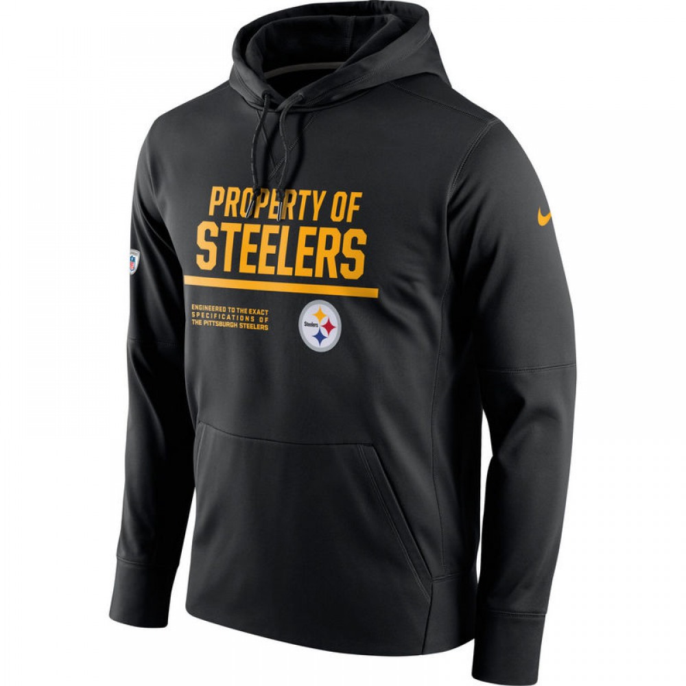 Men's Pittsburgh Steelers Black Circuit Property Of Performance Pullover Hoodie 1