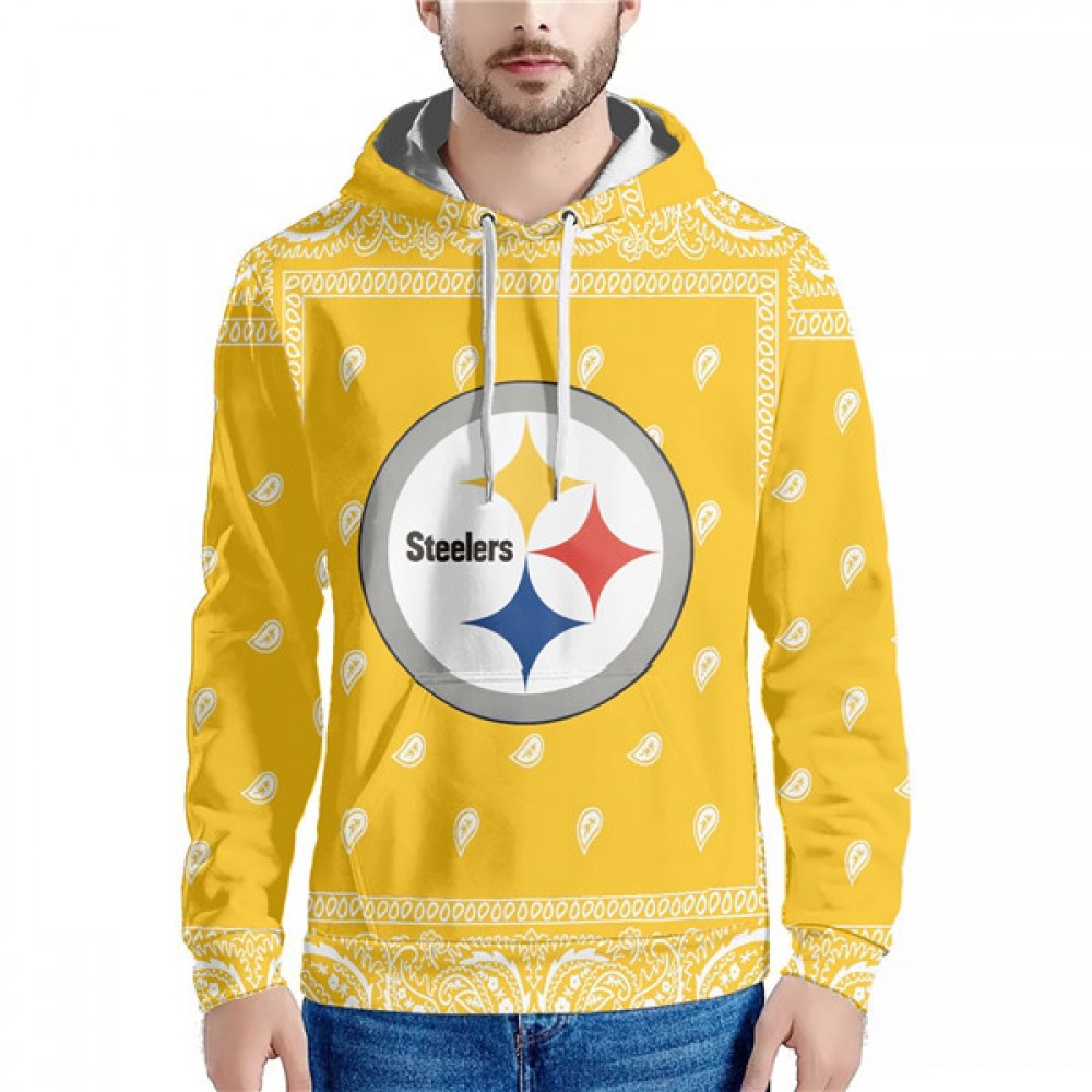Men's Pittsburgh Steelers Yellow Pullover Hoodie 1