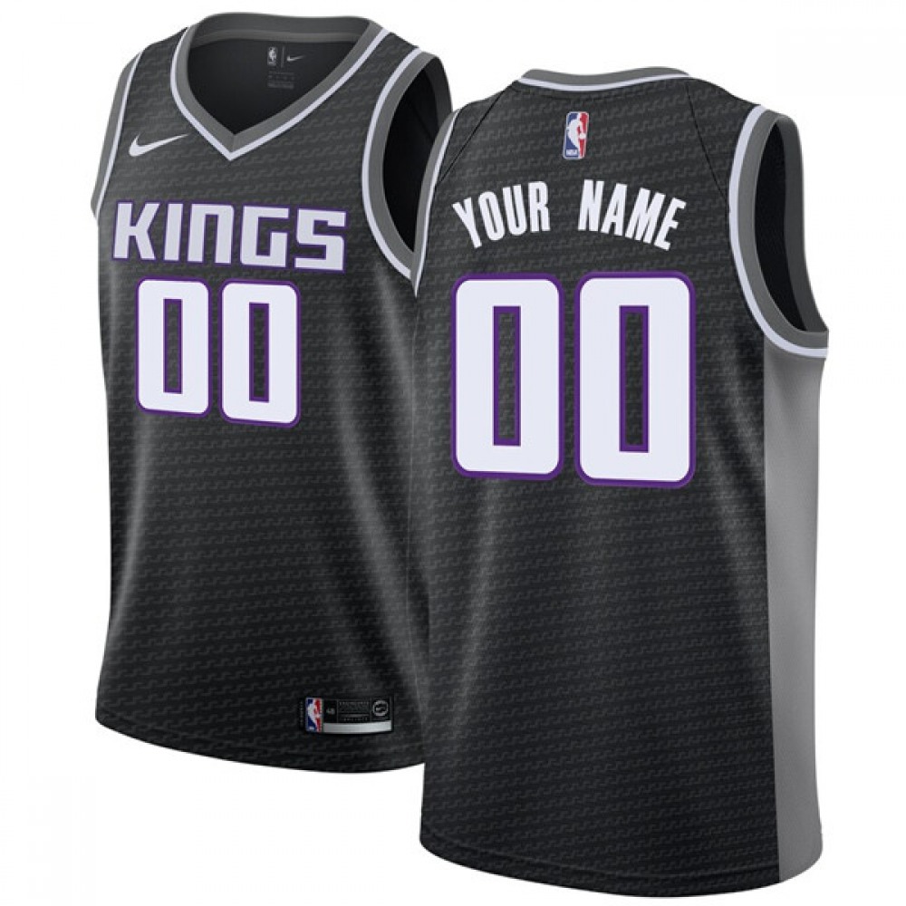 Men's Sacramento Kings Black Customized Stitched NBA Jersey 1
