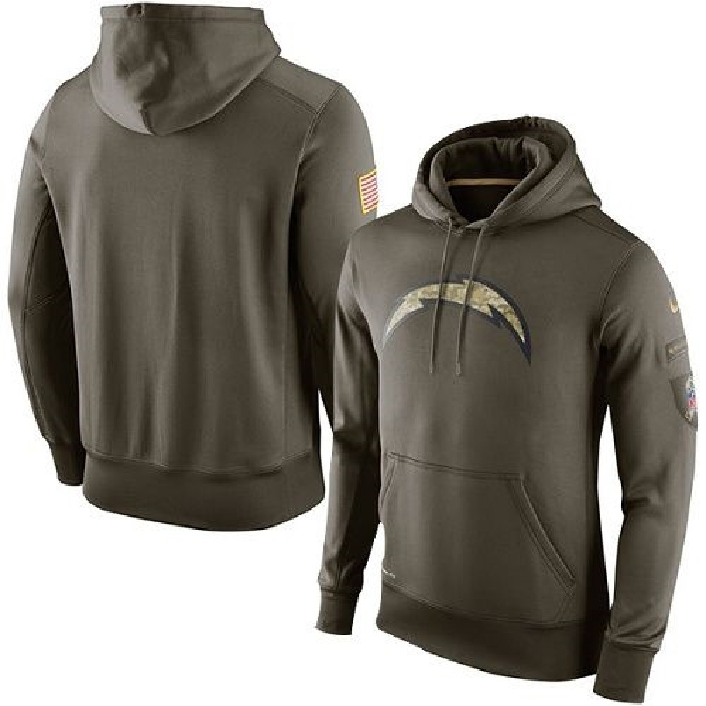 Men's San Diego Chargers Olive Salute To Service KO Performance Hoodie 1