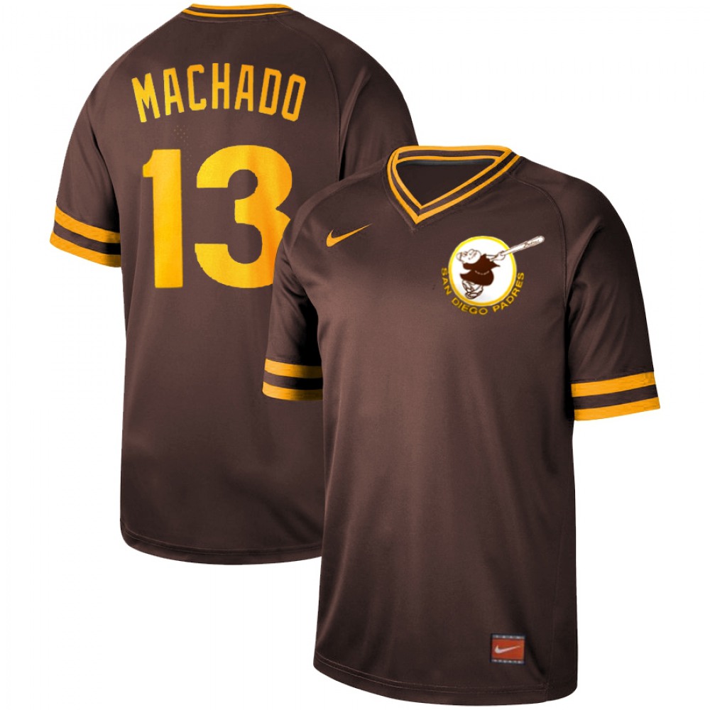 Men's San Diego Padres #13 Manny Machado Coffee Cooperstown Collection Legend Stitched MLB Jersey 1