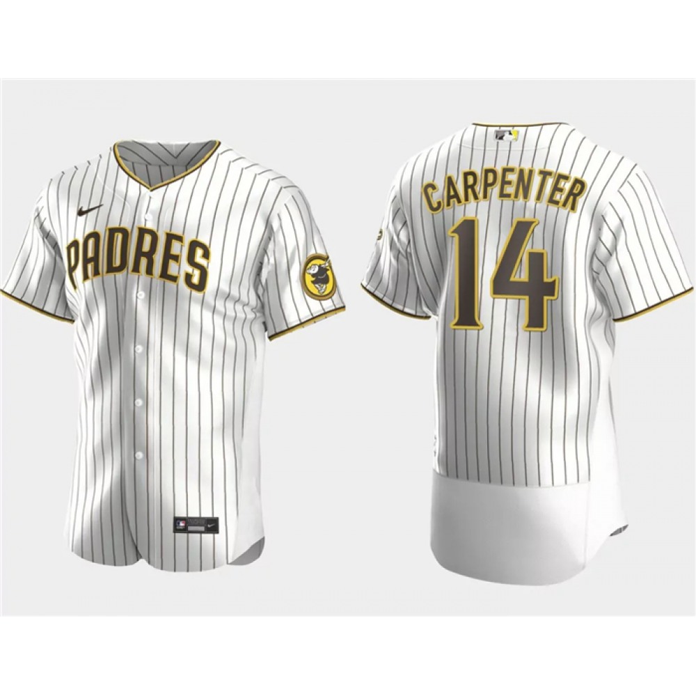 Men's San Diego Padres #14 Matt Carpenter White Flex Base Stitched Baseball Jersey 1