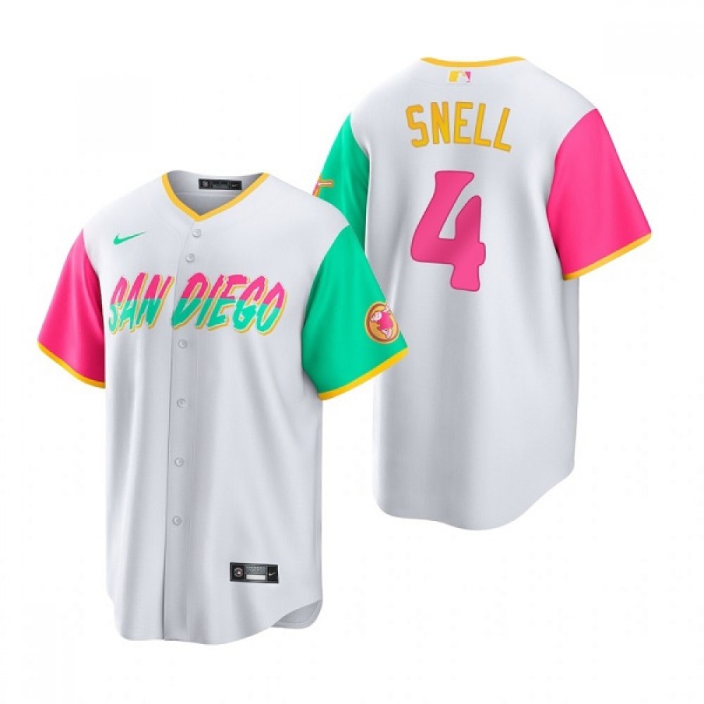 Men's San Diego Padres #4 Blake Snell 2022 White City Connect Cool Base Stitched Jersey 1