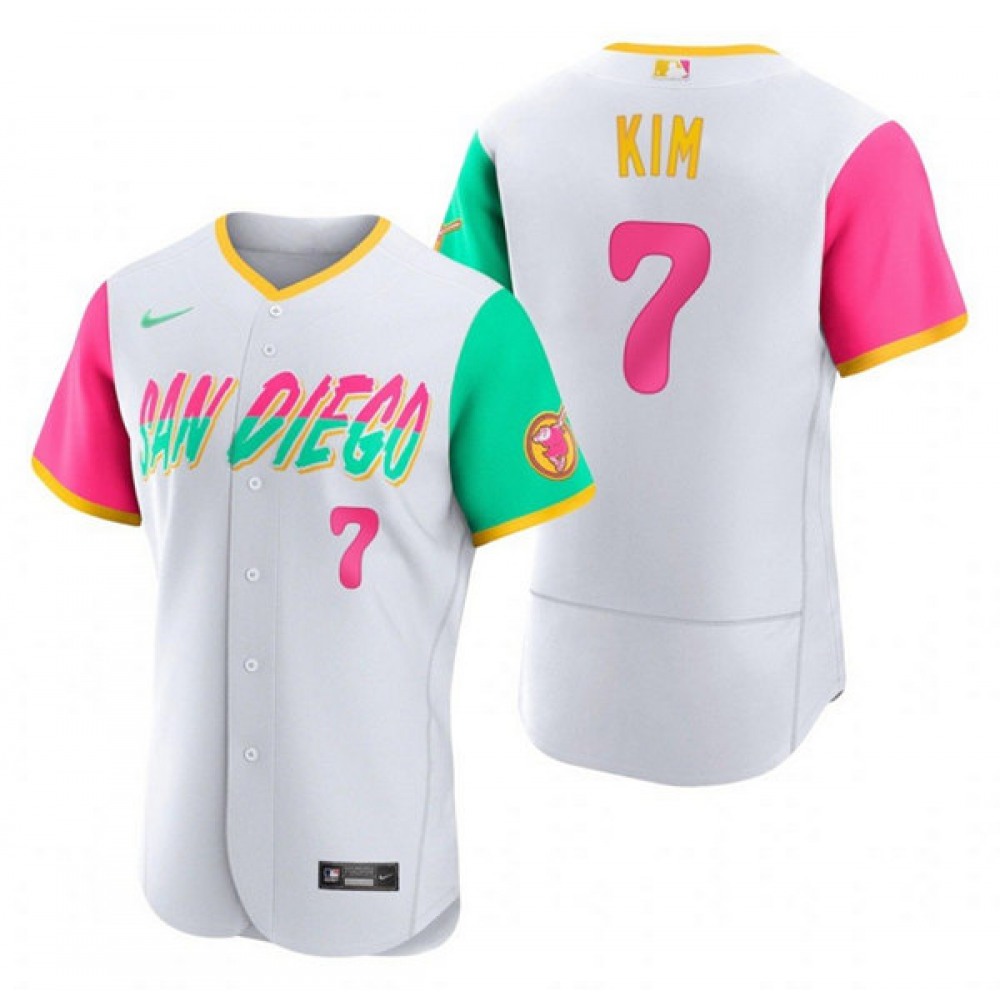 Men's San Diego Padres #7 Ha Seong Kim 2022 White City Connect Flex Base Stitched Baseball Jersey 1