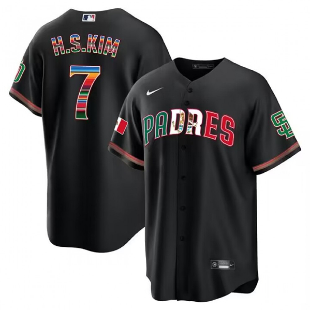 Men's San Diego Padres #7 Ha Seong Kim Mexico Black Cool Base Stitched Baseball Jersey 1