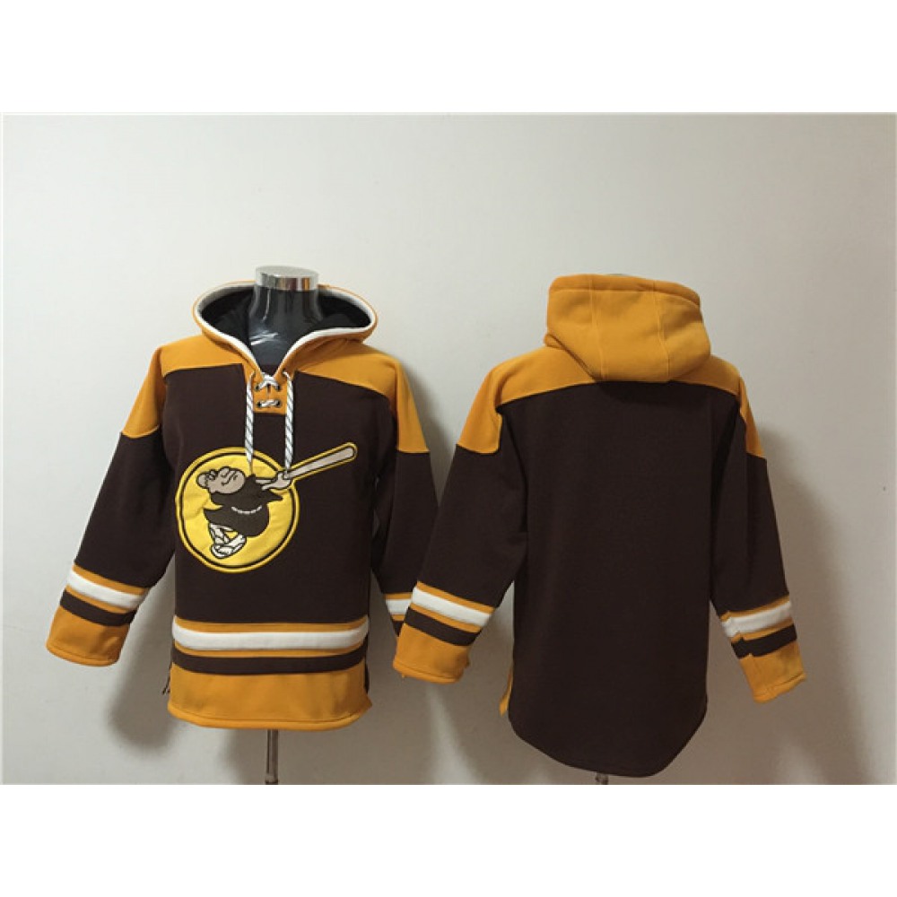 Men's San Diego Padres Blank Brown/Yellow Ageless Must-Have Lace-Up Pullover Hoodie 1