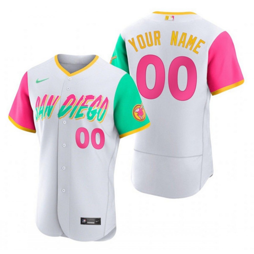 Men's San Diego Padres Customized 2022 White City Connect Flex Base Stitched Baseball Jersey 1