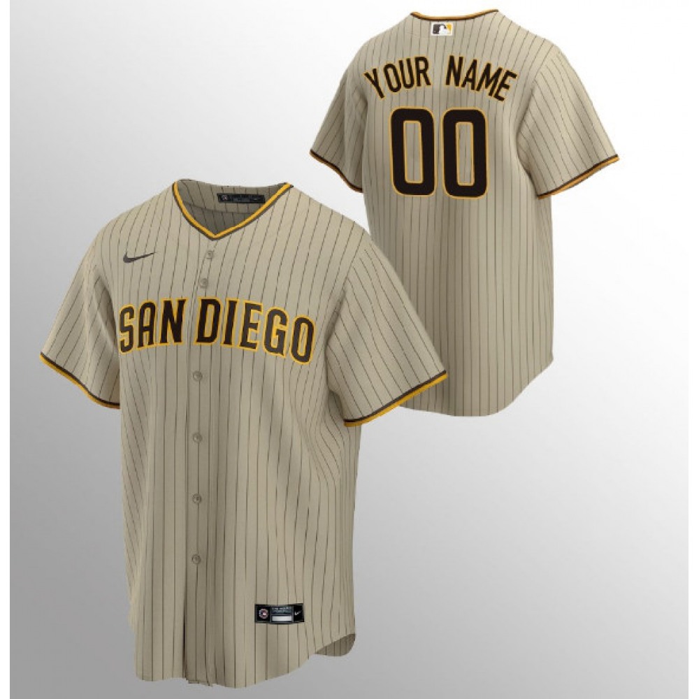 Men's San Diego Padres Tan Brown Customized Stitched Jersey 1