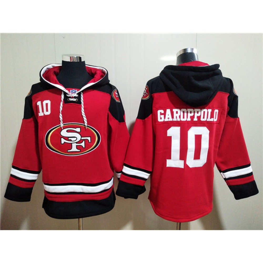 Men's San Francisco 49ers #10 Jimmy Garoppolo Red All Stitched Sweatshirt Hoodie 1