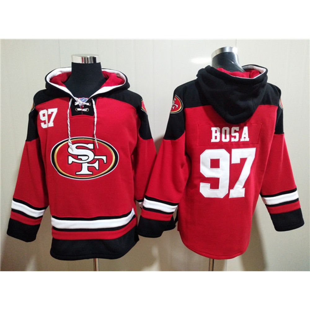 Men's San Francisco 49ers #97 Nick Bosa Red All Stitched Sweatshirt Hoodie 1