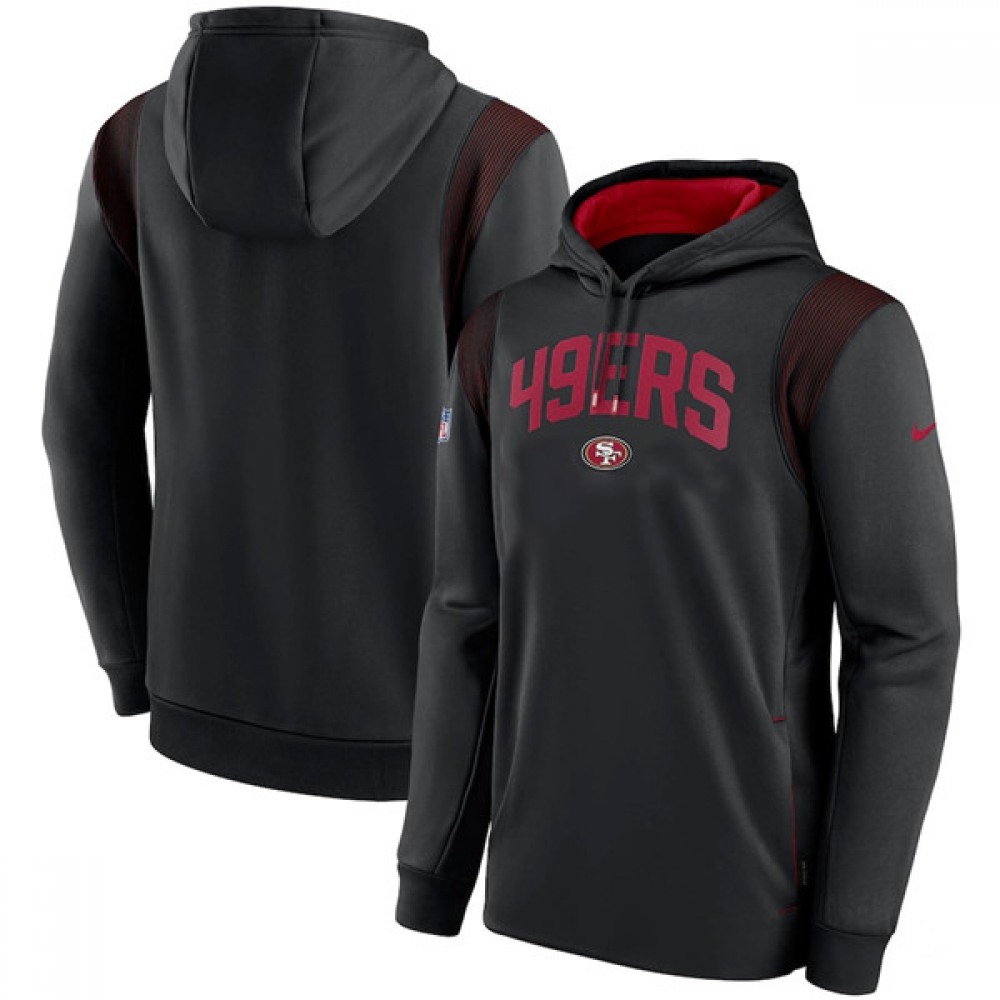 Men's San Francisco 49ers Black Sideline Stack Performance Pullover Hoodie 002 1