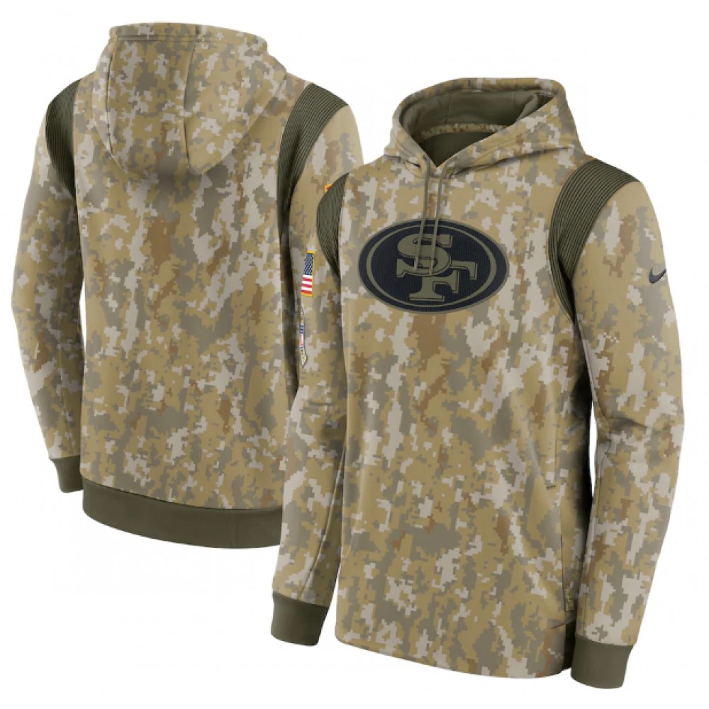 Men's San Francisco 49ers Camo 2021 Salute To Service Therma Performance Pullover Hoodie 1