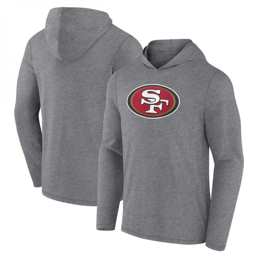 Men's San Francisco 49ers Heather Gray Primary Logo Long Sleeve Hoodie T-Shirt 1