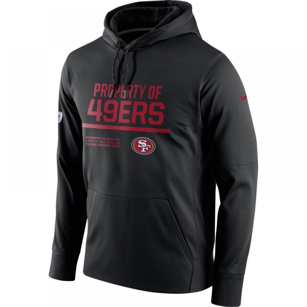 Men's San Francisco 49ers Black Circuit Property Of Performance Pullover Hoodie 1