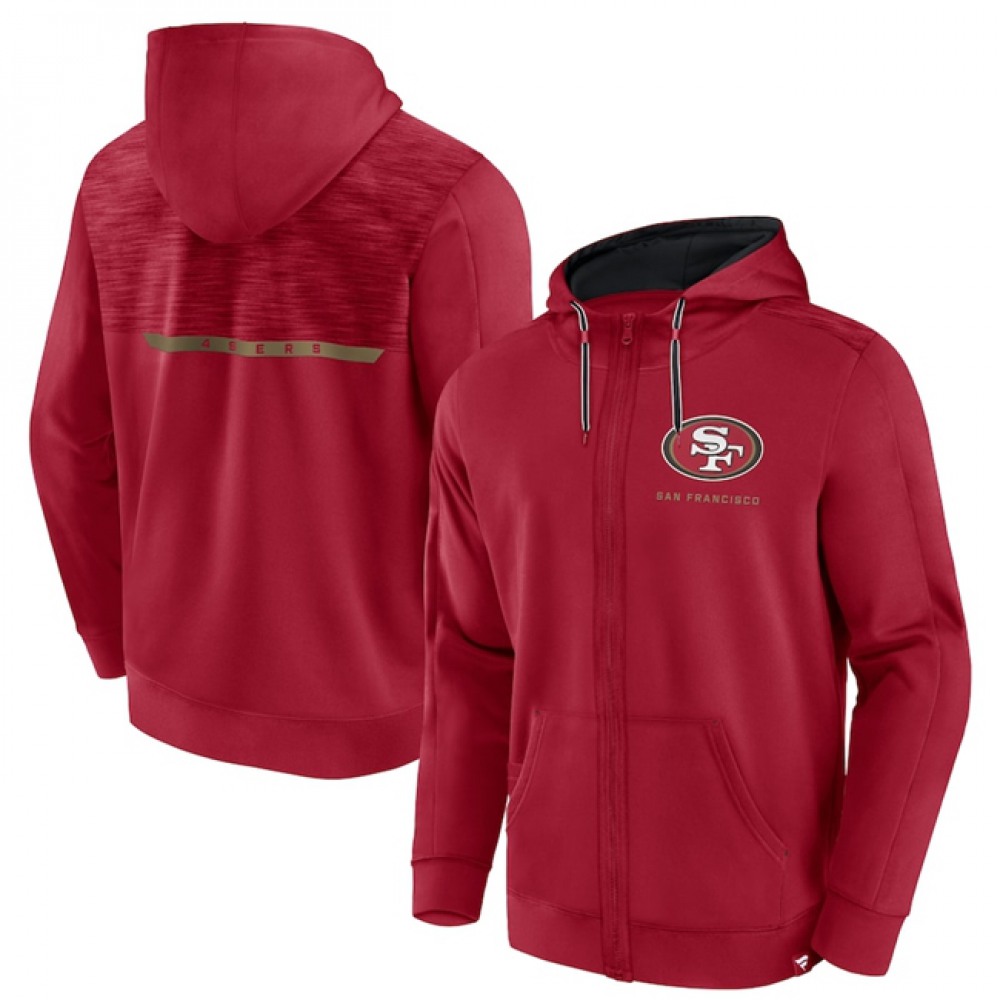 Men's San Francisco 49ers Scarlet Defender Evo Full-Zip Hoodie 1