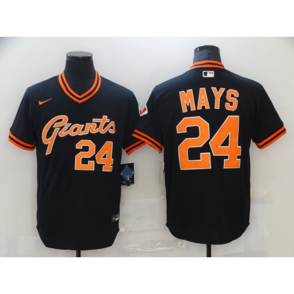 Men's San Francisco Giants #24 Willie Mays Black Cool Base Stitched Jersey 1