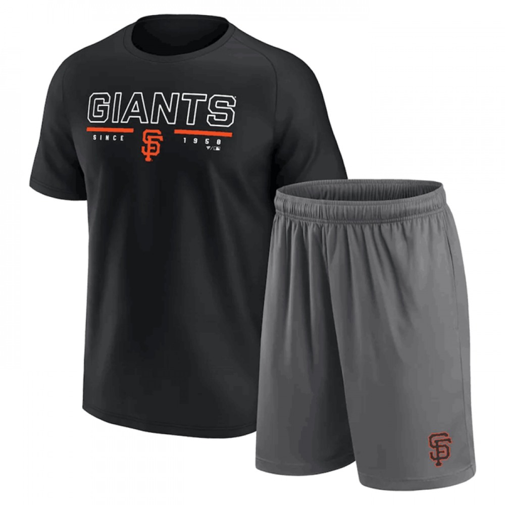 Men's San Francisco Giants Black/Heather Gray Arch T-Shirt & Shorts Combo Set 1