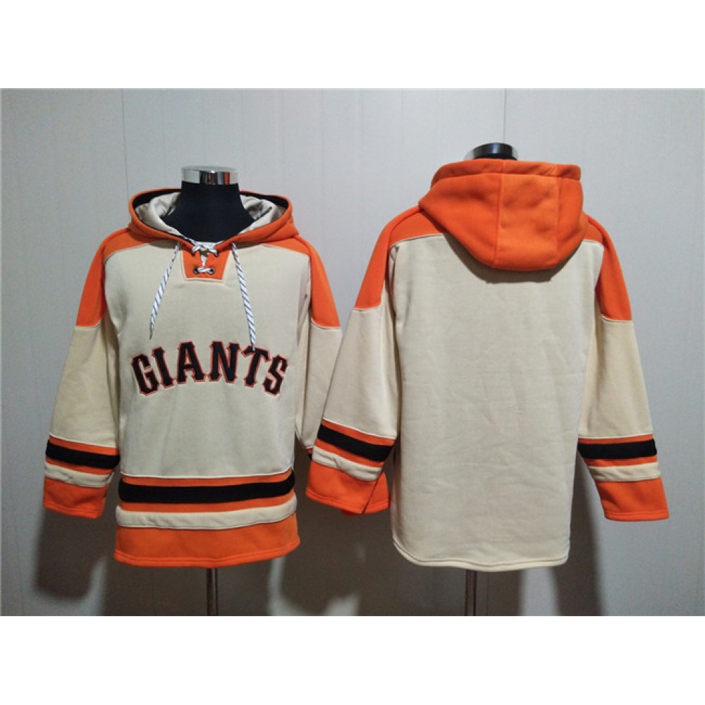 Men's San Francisco Giants Blank Cream Ageless Must-Have Lace-Up Pullover Hoodie 1