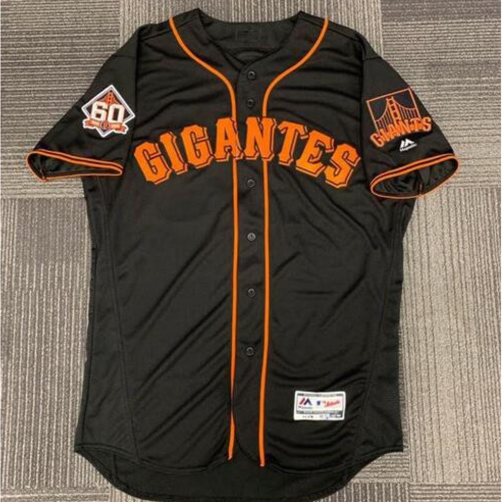 Men's San Francisco Giants Customized Black Flex Base Stitched Jersey 1