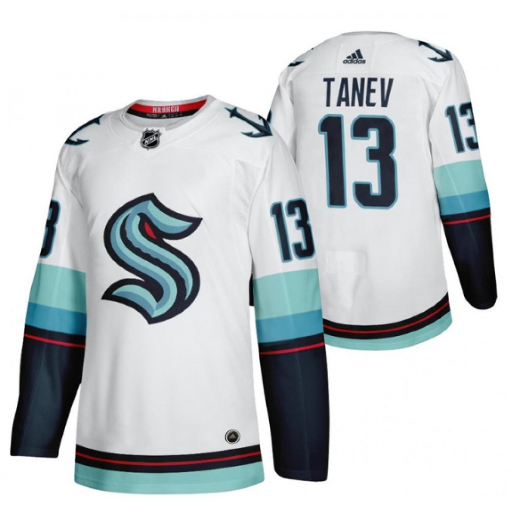 Men's Seattle Kraken #13 Brandon Tanev White Stitched Jersey 1