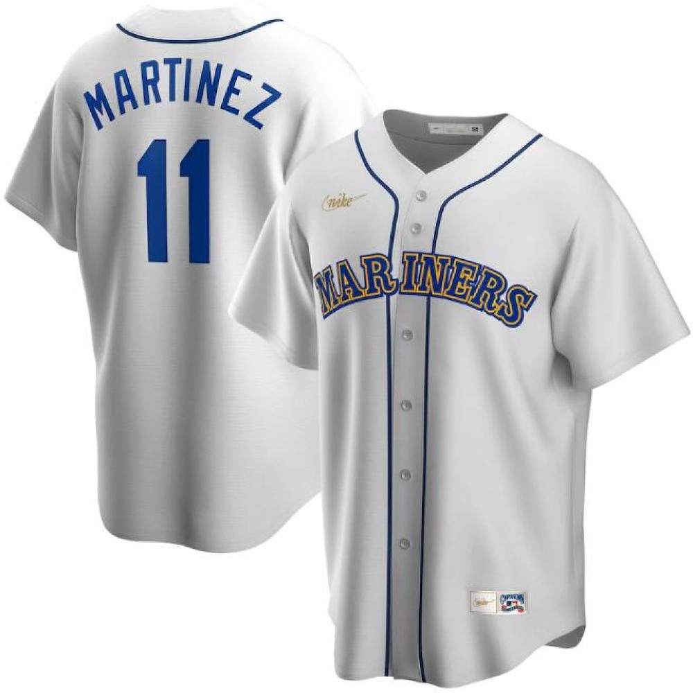 Men's Seattle Mariners #11 Edgar Martinez White Cool Base Stitched jersey 1