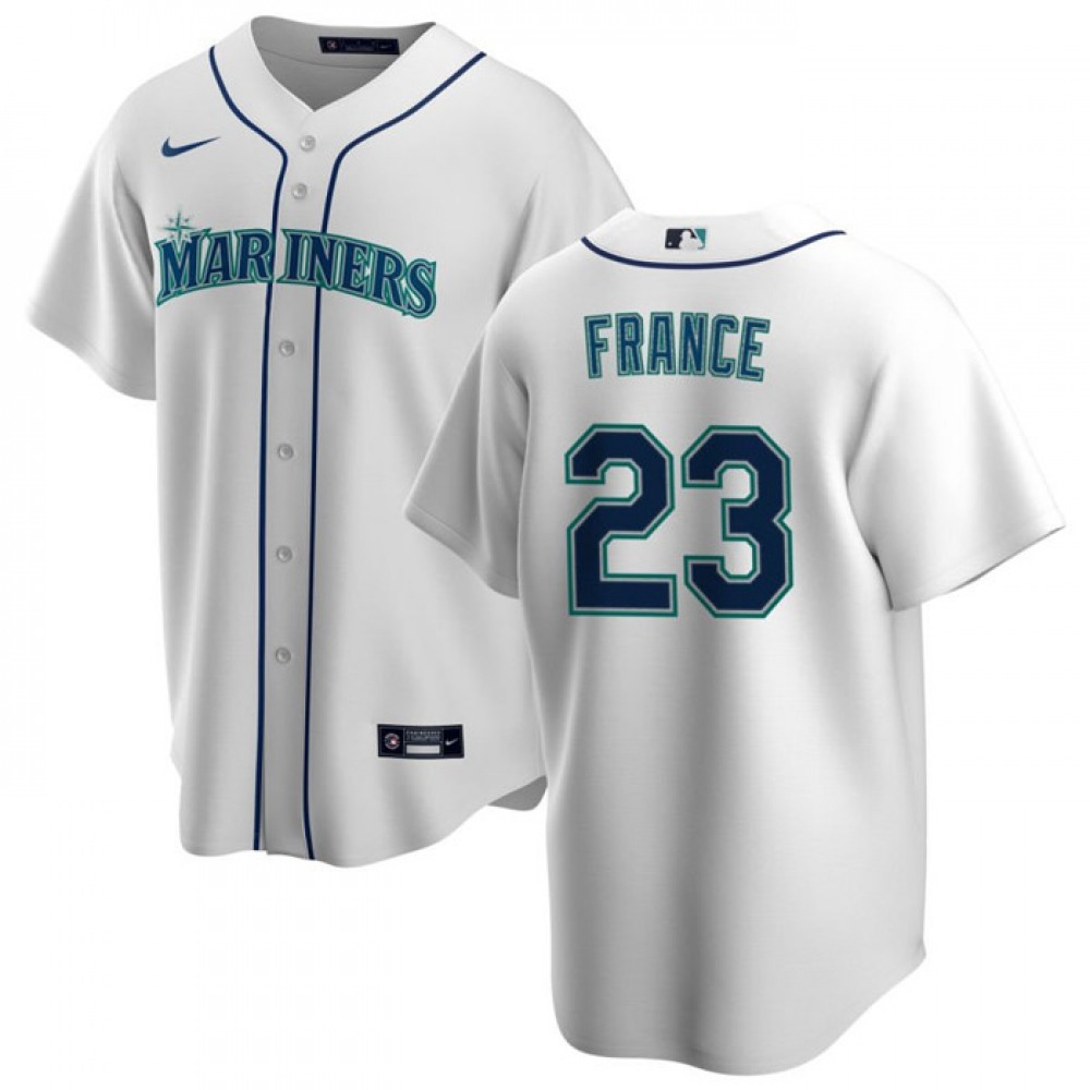 Men's Seattle Mariners #23 Ty France White Cool Base Stitched jersey 1