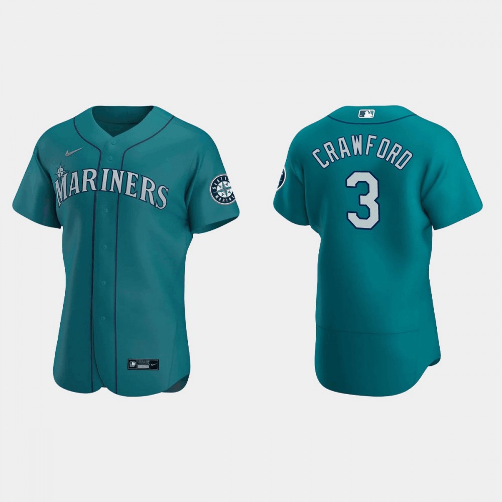 Men's Seattle Mariners #3 J.P. Crawford Aqua Flex Base Stitched Jersey 1