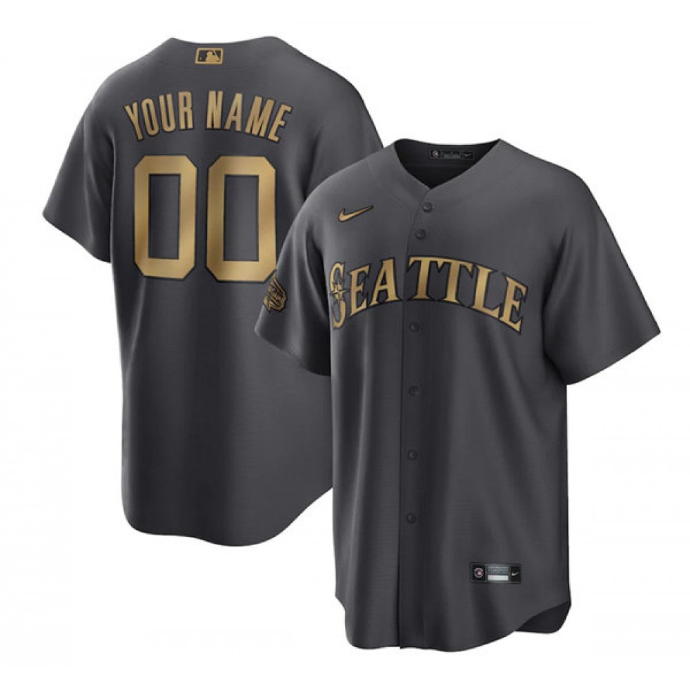 Men's Seattle Mariners ACTIVE Player Custom 2022 All-Star Charcoal Cool Base Stitched Baseball Jersey 1
