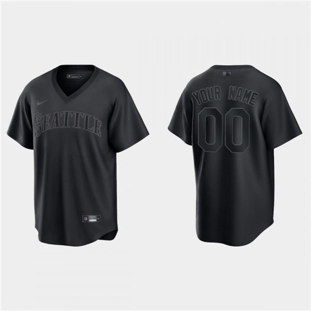 Men's Seattle Mariners ACTIVE Player Custom Black Pitch Black Fashion Replica Stitched Jersey 1