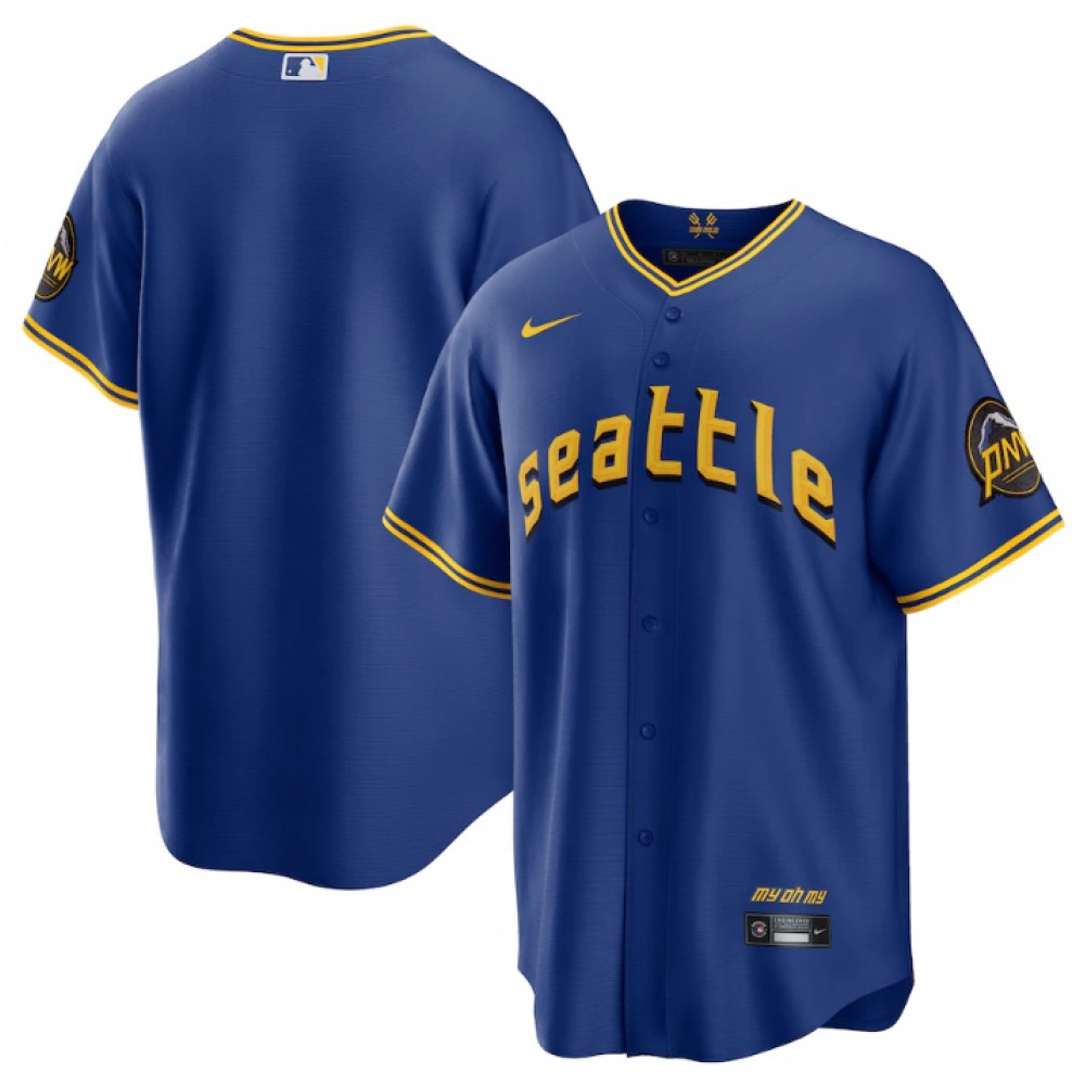 Men's Seattle Mariners ACTIVE Player Custom Royal 2023 City Connect Cool Base Stitched Baseball Jersey 1