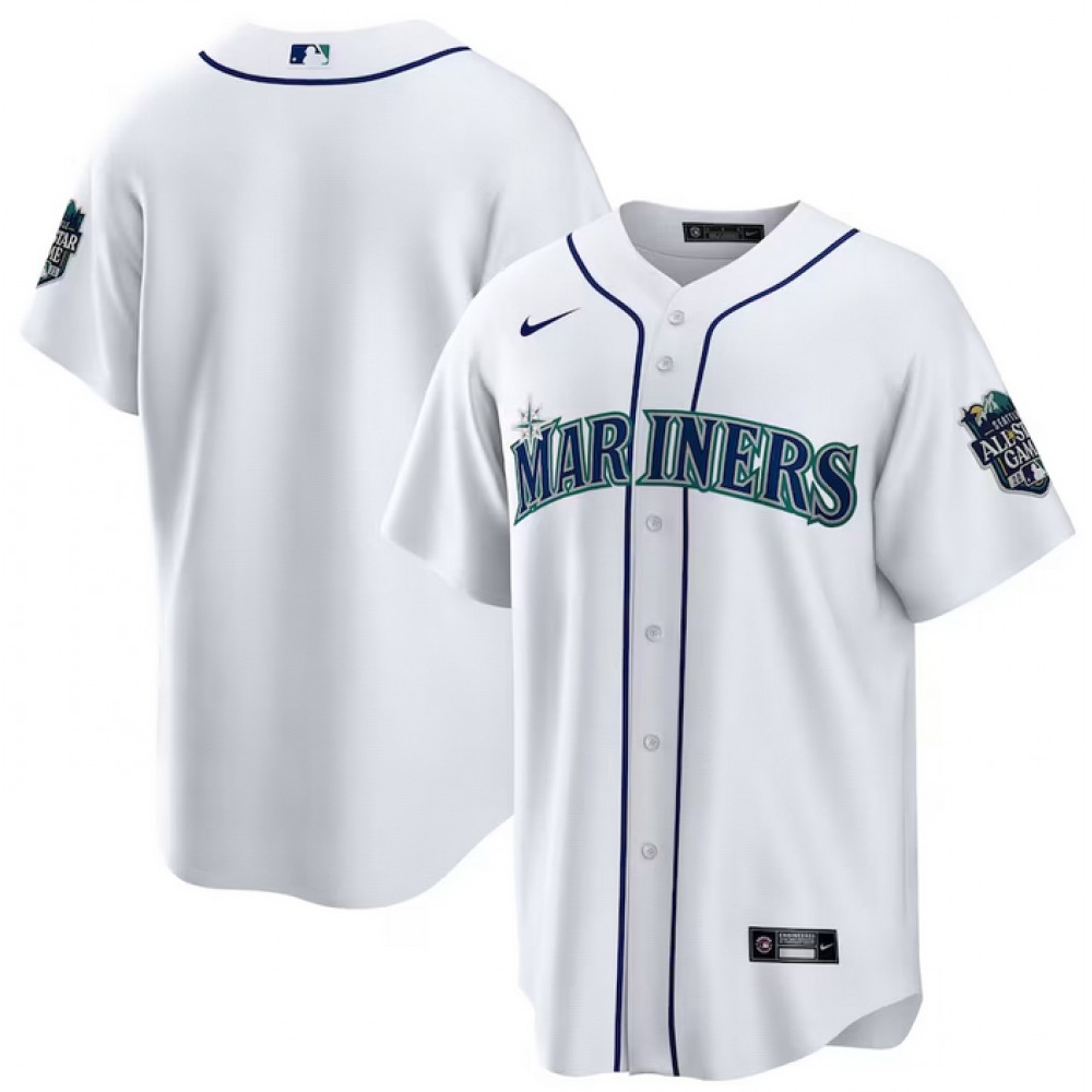 Men's Seattle Mariners ACTIVE Player Custom White 2023 All-Star Game Patch Cool Base Stitched Baseball Jersey 1