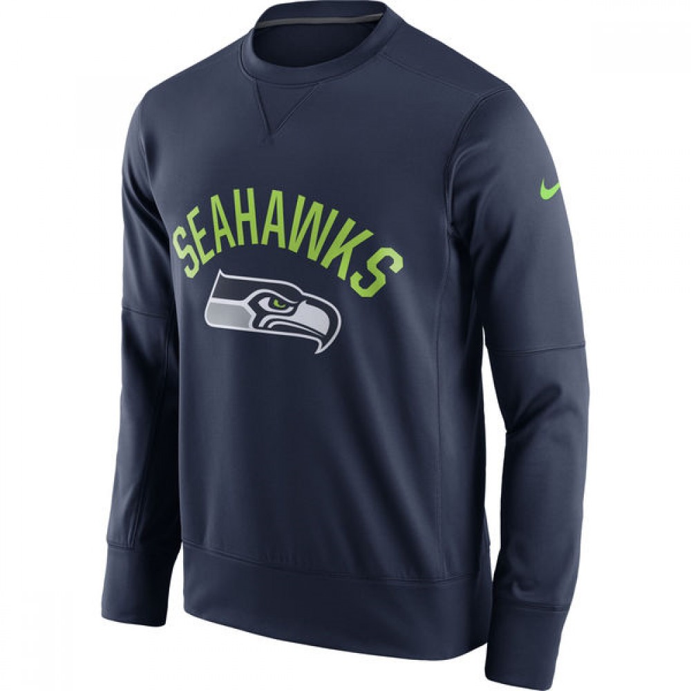 Men's Seattle Seahawks 2019 Navy Sideline Circuit Performance Sweatshirt 1