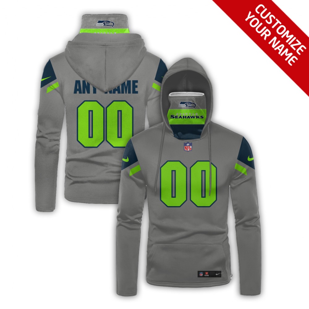 Men's Seattle Seahawks 2020 Grey Customize Hoodie Mask 1